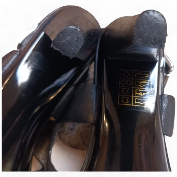 Michael Kors Carla Black Leather Platform Open Toe Cone Heels - Picture 11 of 16